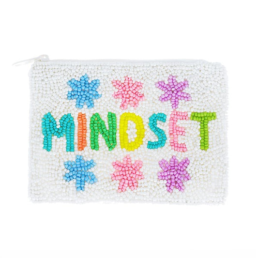 Mindset Hand Beaded Coin Purse - White