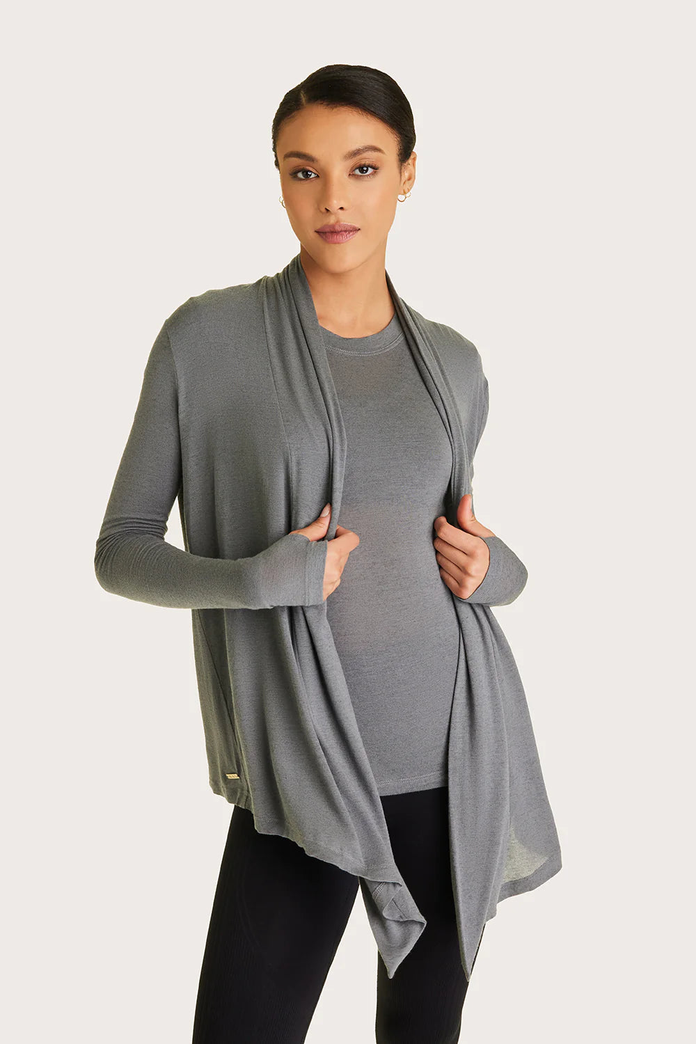ALALA Washable Cashmere Cardigan in Charcoal